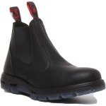 Bottines chelsea en cuir noir pour hommes - red back ubbk bobcat - a �lastique - plat - cuir