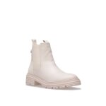 Bottines chelsea femme - beige - simili verni - zip - semelle crant�e