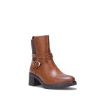 Bottines chelsea - femme - camel - talon fin - zip - intrieur fourr