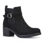 Bottines chelsea - femme - noires - sudine - talon droit - hauteur tige 14 cm
