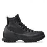 Bottines converse ctas lugged - noir - cuir - lacets - plat - adulte - mixte - h. talon 2