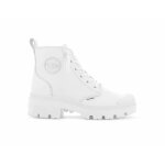 Bottines en cuir femme palladium pallabase - blanc / noir - 41 - haute - talon fin - lacets
