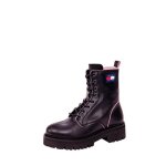 Bottines en cuir femme - tommy jeans - ref 58813 0go - lacets - noir / rose givre