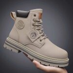 Bottines en cuir pour hommes - marque de luxe - chaussures de neige chaudes - beige -  lacets