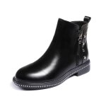 Bottines cuir martin chaussures femme - funmoon - noir - cuir - respirant - mode - loafer Bottines cuir martin chaussures femme - funmoon - noir - cuir - respirant - mode - loafer