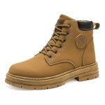 Bottines cuir martin chaussures homme - marron - tige en microfiber - lacets - respirant