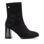 Bottines en cuir noir pour femmes - xti - daim - nubuck - talon large 8cm - certificat vegan peta