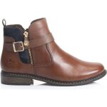 Bottine en cuir - rieker - lugano - marron - confort exceptionnel - zip latral