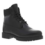 Bottines en cuir noires avec le logo emboss  semelle plate et  lacets ronds