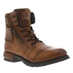 Bottines en cuir cognac  semelle  talon plat avec un zip latral et des lacets