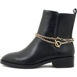 Bottine cuir tamaris - femme - noir / or - fermeture  zip - talon 35 cm