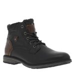 Bottines en simili cuir noir avec une fermeture  lacets et zip latral