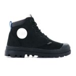 Bottines enfant palladium pampa hi cu - cuir - noir - haute - lacets - plat
