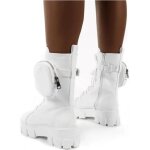 Bottines femme blanc - poche lacets boucle plateforme - marque