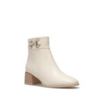 Bottines femme - marque - bout carr et talon carr - mors  strass - couleur beige