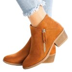 Bottine femme bout rondboots femme talon carr en sud double - zipper courts bottes femmesorange