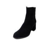 Bottine pour femme en daim noir - osvaldo pericoli - talon large 5cm - fermeture zip