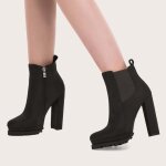 Bottines pour femmes en daim à talons hauts - noir - hauteur du talon 8 cm - style décontracté Bottines pour femmes en daim à talons hauts - noir - hauteur du talon 8 cm - style décontracté