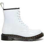 Bottines femme dr martens 1460 w cuir verni croco blanc lacets Bottines femme dr martens 1460 w cuir verni croco blanc lacets