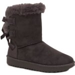 Bottines femme fourres en synthtique avec ruban noeud satin - gris - taille 41