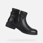 Bottines femme geox d catria - noir - cuir - talon large - fermeture zip