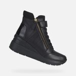 Bottines femme - geox - d zosma - cuir - semelle compense intgre - noir