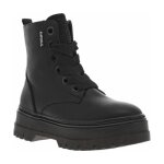 Bottines femme - kaporal - noir - talon plat 6 cm - plateforme 14 cm - strass noirs