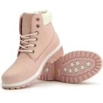 Bottines femme martin lacet dynamique automne hiver chaud - rose - talon plat