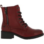 Bottines femme - mustang - bottines zipp - rouge - simili cuir - fermeture lacets et zip