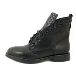Bottine femme - osvaldo pericoli - cuir noir - strass - lacets