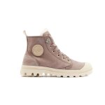 Bottines femme palladium pampa hi zip wl - nubuck doubl� en laine - brown - m - 37