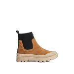 Bottines femme - pepe jeans - ascot chelsea - tige en tricot c�tel� et �lastique - marron