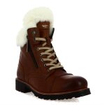 Bottines femme pepe jeans melting russ - cuir marron - fermeture lacets et zips