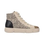 Bottines femme - rieker - n5931 - cuir beige - talon plat 3. 5cm - fermeture  zip