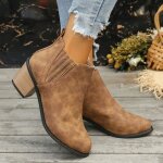 Bottine femmesimilicuir boots femme mode talon carrbottes femme bout rondmarron