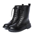 Bottines femme - style et arme militaire - noir - polyurthane - lacets