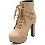Bottine femme  talon haut leoclotho - beige - tte ronde - tube moyen