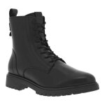 Bottines noires  talon plat et  zip et lacets ronds noirs avec tirette