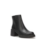 Bottines femme - marque - talon et plateforme crants - noir - fermeture zip