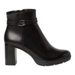 Bottines femme - tamaris - 2501441 noir - talon plat - fermeture  zip - cuir