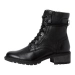 Bottines femme - tamaris - comfort - noir - fermeture  lacets / zip - talon plat