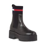 Bottines femme - tommy jeans - flatform chelsea sock - cuir - a lastique - noir