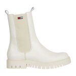 Bottines femme - tommy jeans - long chelsea boot - cuir blanc - talon plat - hauteur moyenne
