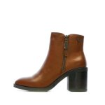 Bottines femme - xti 42914 - cuir marron - talon fin 6cm - fermeture zip
