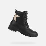 Bottines geox jr casey pour fille - noir et platine - confortables et respirantes