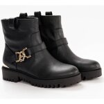 Boots guess femme gold metal logo noir synthtique
