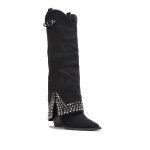 Bottines gutres - la modeuse - sudine cloute - boucle mtallique - fermeture zippe - noir