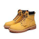 Bottine haute - aide bottes - homme - cuir - jaune - �lastique