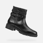 Bottines d hoara femme - geox - cuir - noir - style motard Bottines d hoara femme - geox - cuir - noir - style motard