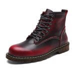 Bottine homme - aide faible - cuir - rouge - talon plat - systme de fermeture lastique